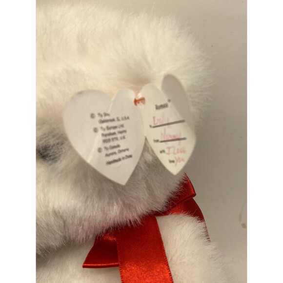 Ty Classics Vintage Plush Bear White Romeo with Red Bow Bear - Picture 8 of 9